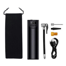 (Black) Tire Inflator Portable Air Compressor with Display Emergency LED Lights