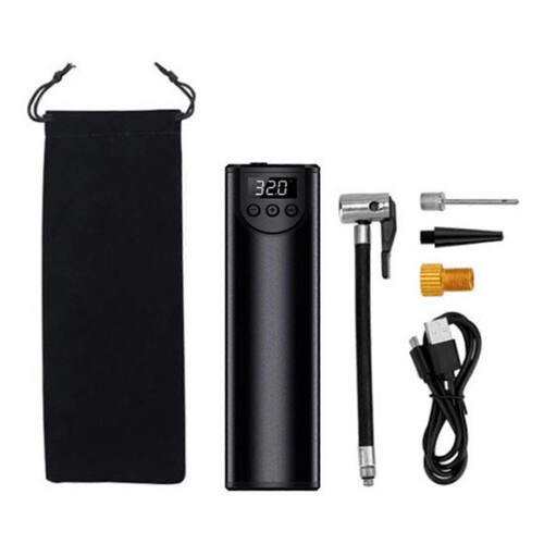(Black) Tire Inflator Portable Air Compressor with Display Emergency LED Lights