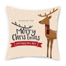 (4) Merry Christmas Cushion Cover Santa Claus Elk Decorative Pillow Throw Sofa for Case for Home Living Room New Year Decoration