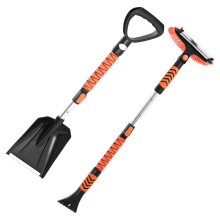 4in1 Extendable Snow Brush and Car Snow Shovel with 180 Pivoting Head, Ergonomic Foam Grip for SUV and Truck