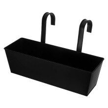 Large Black Wrought Iron Hanging Flower Pot with Hooks for Balcony Railing Garden Decor
