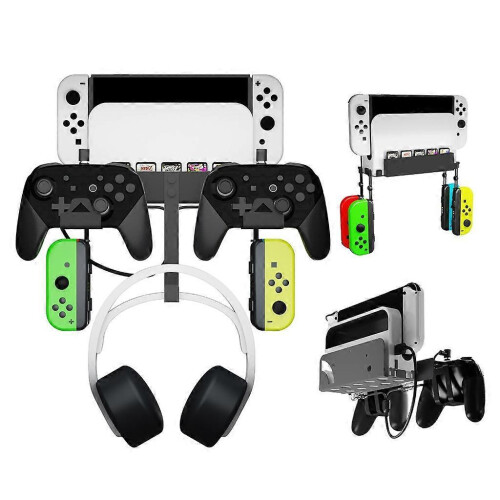 (Black) For SwitchOLED Wall Hanging Game Console Stand Bracket Game Console Host Storage 2