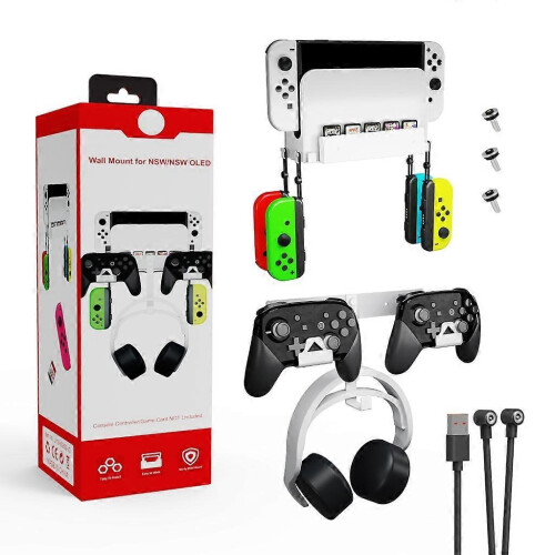 (White) For SwitchOLED Wall Hanging Game Console Stand Bracket Game Console Host Storage 1