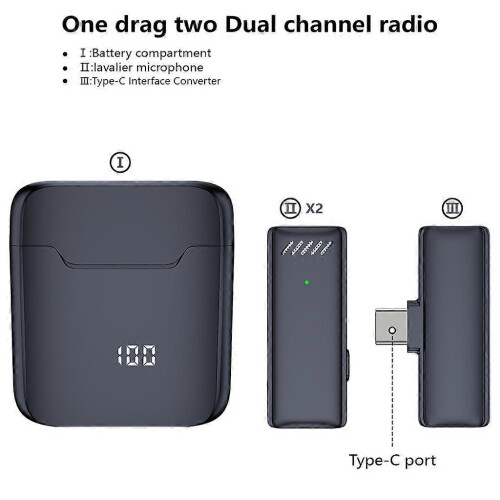 (One for two) Wireless Lapels Microphones Lapels Mic for Mobile Recording and Broadcasting 2