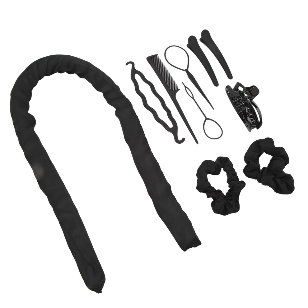 Black Heatless Curling Rod Headband Set 10Pcs
