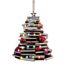 (A) Reading Book Christmas Ornament Craft Stacked Book Hanging Ornament Christmas Tree Decorative - JA