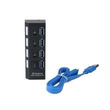 (Black) 4 Port USB Data Hub Multi USB 3.0 Hub Splitter with Individual On/Off Switches