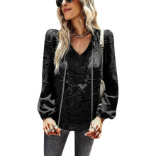 (S, Black) Women's Summer Tops Casual Loose Female Flowy T-Shirts Blouse Floral Blouses