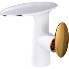 Modern White Brass Waterfall Bathroom Faucet, Single Handle Basin Tap with Elegant Flow and Hot Cold Control