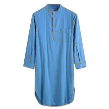 (2XL, Blue) Sleepshirt Cotton Nightshirt For Mens - JA