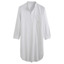 (XL, White) Sleepshirt Cotton Nightshirt For Mens - JA