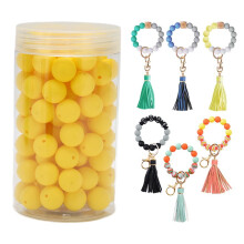 15mm Silicone Beads Bulk 105pcs Loose Round Beads for DIY Jewellery Yellow