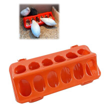 Large Capacity Red Plastic Chicken Feeder Trough, Durable Easy Clean Poultry Feeding Tray for Farm Use