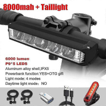 (8000 mah combo) 6000lm Bicycle Light Front 8000mah Bike Light Ipx5 Waterproof Flashlight Usb Charging Headlight For Mtb Road Cycling Lamp - JA