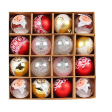 (Style 1) Colorful Painted Christmas Ball Ornament 16pcs/box Decorations Hanging Ornaments Set for Christmas Holiday Festival Home