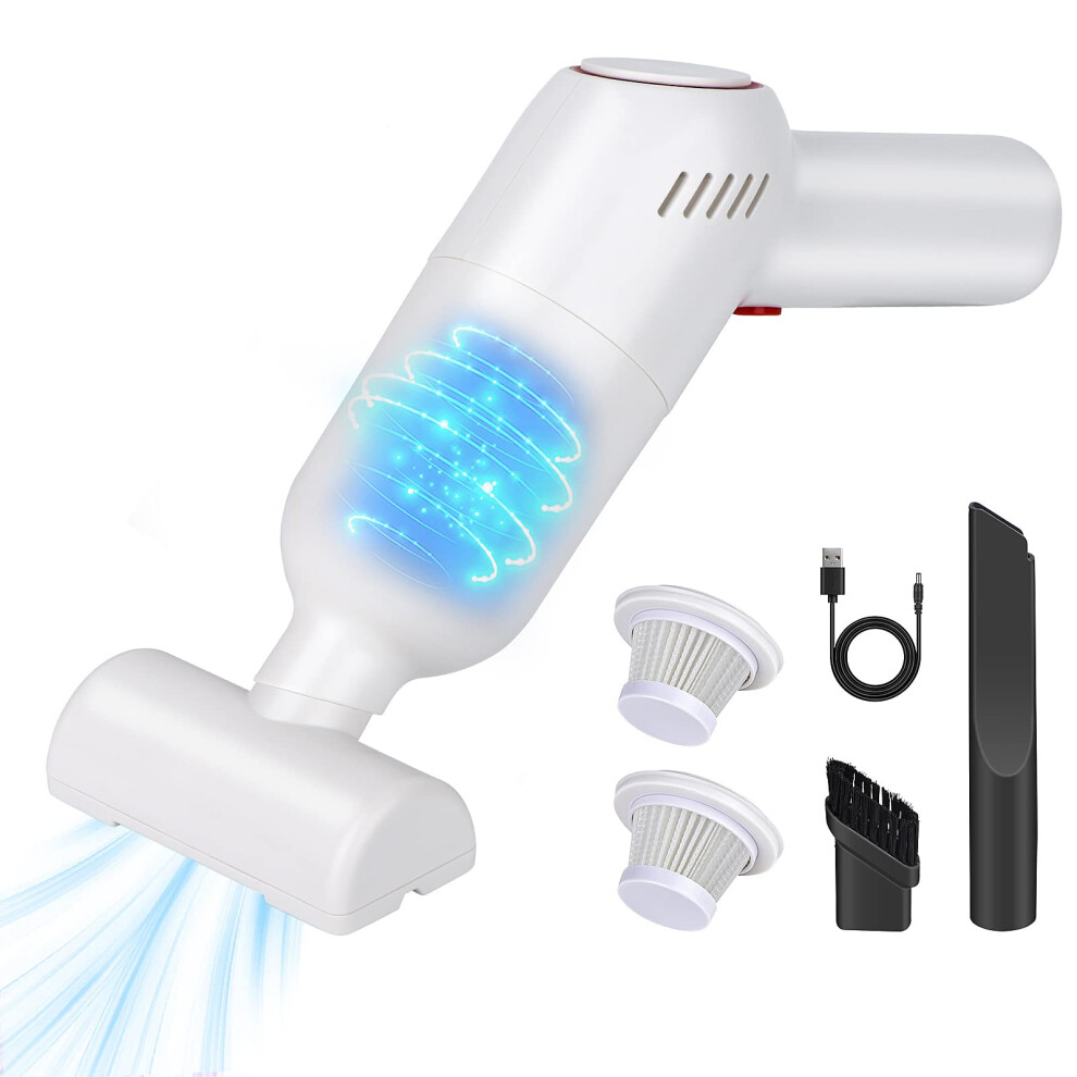 Cordless Handheld Vacuum 8000Pa Powerful Suction Mini Car Vacuum Cleaner With Usb Fast Charging Washable Hepa Filter White 9330225401612