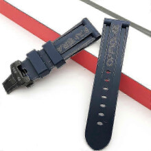 (24mm black buckle, Blue) Butterfly Buckle Watch Strap Watch Band Silicone Rubber Watch Band Replacement For Panerai Strap Tools Steel Buckle - JA