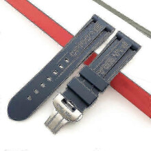(24mm silver buckle, Blue) Butterfly Buckle Watch Strap Watch Band Silicone Rubber Watch Band Replacement For Panerai Strap Tools Steel Buckle - JA