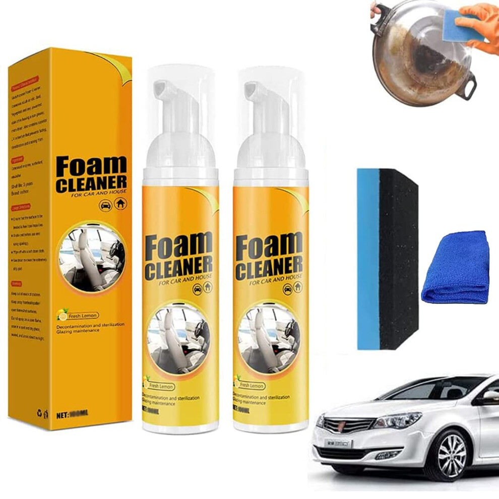 Car Foam Cleaner Spray 60Ml 2Pcs Powerful Stain Removal Norinse Formula For Car Interior And Home 9330225401643