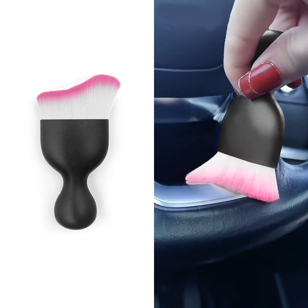 Car Detailing Brush With Curved Arc Design, Soft Scratch Bristles For Dashboard And Interior Cleaning (Pink) Pink 9330225401735
