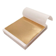 (Champagne Gold) 100 Sheets Imitation Gold Foil Paper Decorative Gold Foil Sheets for Bronzing