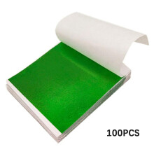 (Green) 100 Sheets Imitation Gold Foil Paper Decorative Gold Foil Sheets for Bronzing