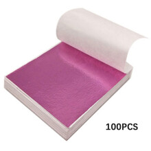 (Pieces of red) 100 Sheets Imitation Gold Foil Paper Decorative Gold Foil Sheets for Bronzing