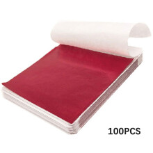 (Bright Red) 100 Sheets Imitation Gold Foil Paper Decorative Gold Foil Sheets for Bronzing