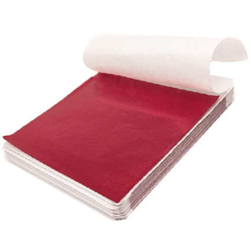 (Bright Red) 100 Sheets Imitation Gold Foil Paper Decorative Gold Foil Sheets for Bronzing 1