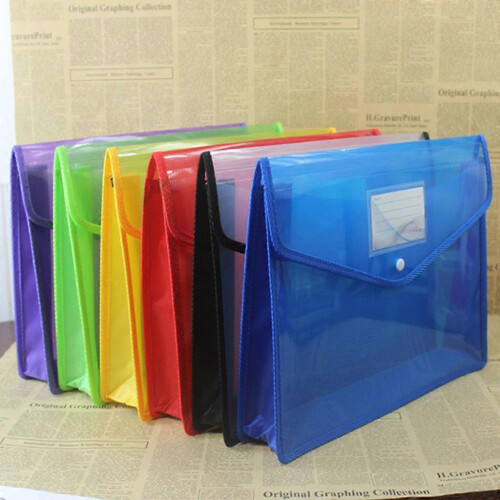 (Purple) Three-Dimensional Plastic File Bag A4 B4 Transparent Document Storage Organizer 1