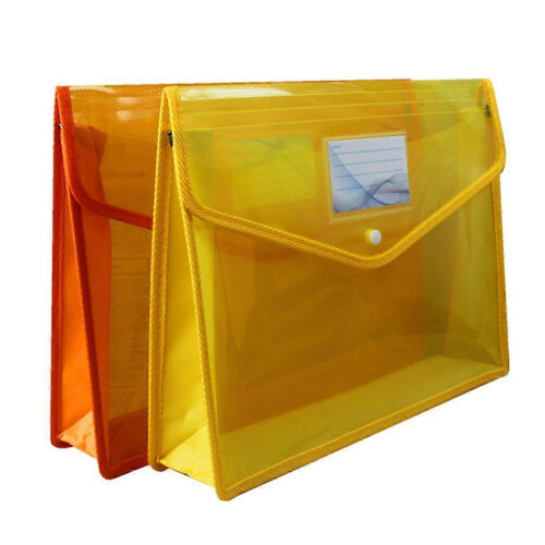 (Purple) Three-Dimensional Plastic File Bag A4 B4 Transparent Document Storage Organizer 2
