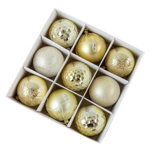 (Gold) Set of 9 Small Shatterproof Christmas Tree Balls for Xmas Holiday Wedding Party Unbreakable Practicality Balls Durable