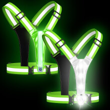 LED Reflective Vest with Bright Chest Light, USB Rechargeable Running Safety Vest for Night Use