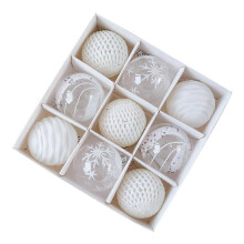 (White) Set of 9 Small Shatterproof Christmas Tree Balls for Xmas Holiday Wedding Party Unbreakable Practicality Balls Durable