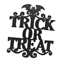 (6) Halloween Indoor Outdoor Hanging Door Decoration Wall Signs Black Ghost Bat Skull Spider Hanging Ornament Outdoor