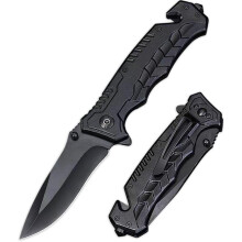 Tactical Folding Knife Black Stainless Steel Pocket Knife with OneHanded Opening and Secure Lock for Camping Hiking