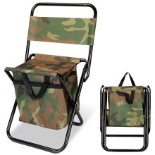 Folding Camping Chair with Cooler Bag and Backrest, Lightweight Portable Fishing Chair for Outdoor