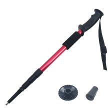 Retractable Aluminum Hiking Poles Adjustable Telescoping Lightweight Trekking Poles with Ergonomic Straight Handle Red