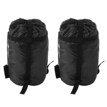 Sleeping Bag Compression Sack 2Pcs Set Durable Oxford Fabric Quick Compression Design for Outdoor Camping Travel Black 43x23x23cm