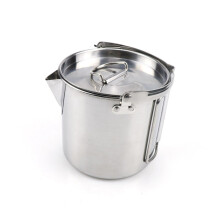 Camping Kettle Stainless Steel with Foldable Handle, Lightweight for Hiking Outdoor Cooking and Quick Pour
