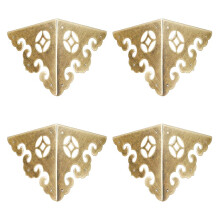 Antique Brass Corner Protectors 4Pcs Retro Bronze Style Durable Iron Guards for Wooden Boxes and Furniture