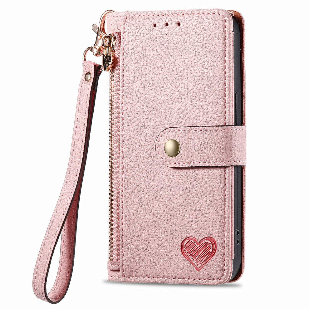 Wallet Case Pu Leather With Rfid Blocking, Zipper Purse,7 Card Slots And Wrist Strap For Oneplus 10T Pink 9771547925514