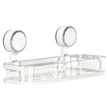 Clear Suction Cup Bathroom Shelf with Strong Suction Power, No Drill Waterproof Shower Organizer for Renters