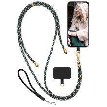 Phone Lanyard for Honor X6b, Crossbody Mobile Phone Necklace with Carabiner, Quick‑Release Neck Strap, Camo Green