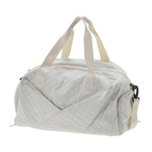 Travel Duffle Bag with Shoe Compartment, Lightweight Weekender Bag for Women, Apricot White