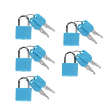Mini Padlock Set of 5 Blue – Durable Steel Travel Suitcase Locks with Keys for Compact Security