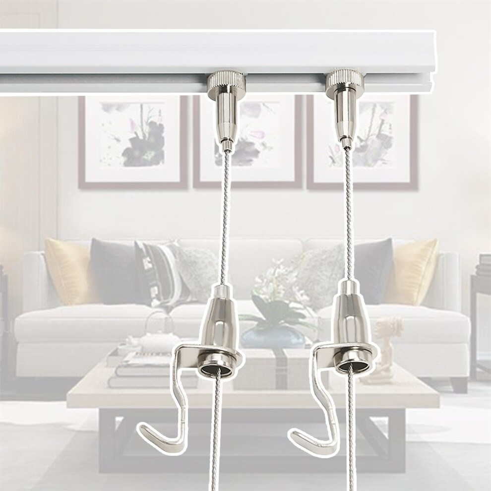 Picture Hanging System With Adjustable Steel Cable, Nodrill Heavyduty Aluminum Art Hanging Rail Kit For Home And Gallery 9771547925767