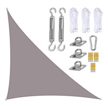 (Khaki) Right Triangle Sun Shade Sail Canopy Mesh Fabric Uv Block - Commercial Heavy Duty