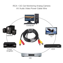Car CCTV RCA + DC Power Cable 5m for Monitoring Video Audio Connection