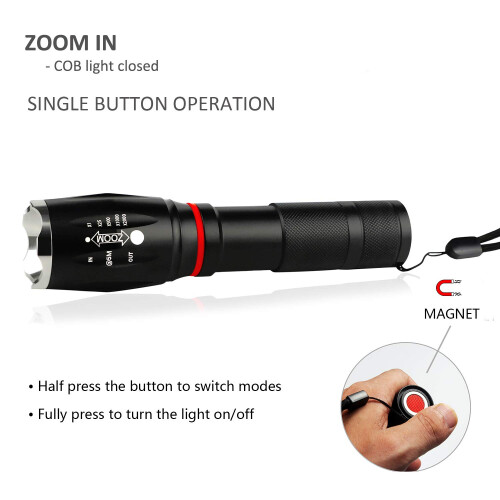 Ultra Bright 800 Lumens LED Work Flashlight with 5 Modes, Compact Tactical Handheld Light (Black) 1